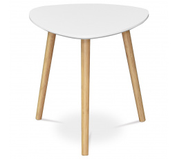 Stůl konferenční 40x40x40 cm,  MDF bílá deska,  nohy bambus přírodní odstín