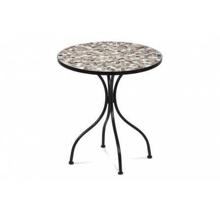 Zahradní stůl, deska z keramické mozaiky, kov, černý lak (designově k židli JF2207)