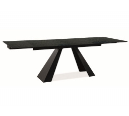 Jídelní stůl SALVADORE, MELTED GLASS, Černá/Černý mat, 160(240)x90 cm