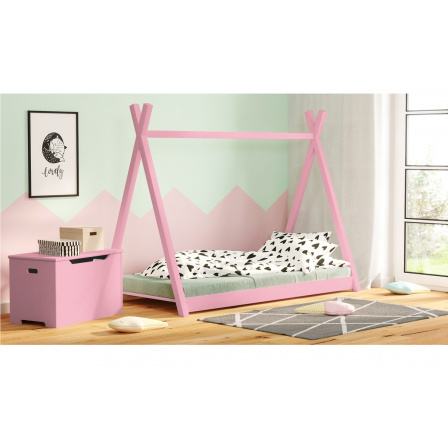 Dětská postel dřevěná Tipi - 200x90, Růžová - Konec série