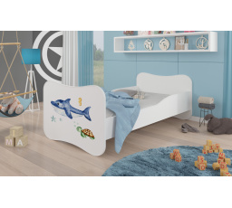 Dětská postel GONZALO s matrací, 160x80 cm, Bílá/Sea animals