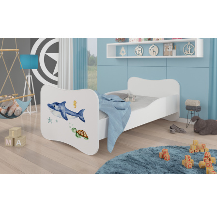 Dětská postel GONZALO s matrací, 160x80 cm, Bílá/Sea animals