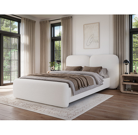 Bed Ollival 160x200 with metal frame and storage box, grey bouclé Paolli 01 140x200 1