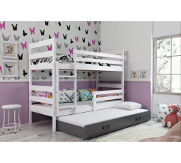 Dětská patrová postel ERYK 3 s přistýlkou 80x190 cm, bez matrací, Bílá/Grafit