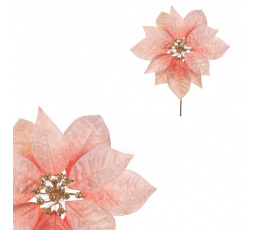 Vánoční růže - umělý květ, zlatý střed, růžový