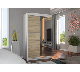 Posuvná skříň se zrcadlem NICEA 120 Bílá+Sonoma