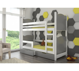 Dvoulůžková patrová postel s matracemi MARABA White+Gray