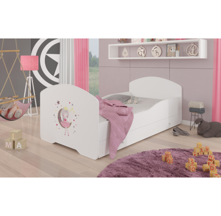 Postel dětská PEPE SLEEPING PRINCES 160x80 Bílá s matrací a zásuvkou
