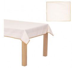 Ubrus vánoční - zlaté okraje, krémový, 100% polyester, 130 x 220 cm