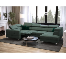 Rohová sedací souprava TOSCANIA MAX I , relax s funkcí spaní 170x350x185 cm - levá, olivová
