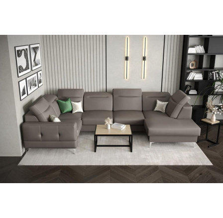 Rohová sedací souprava MALIBU MAX II 180x350x182 cm přírodní kůže - Šedá kůže, Levá strana Rohová sedací souprava MALIBU MAX II 180x350x182 cm přírodní kůže - Šedá kůže, Levá strana