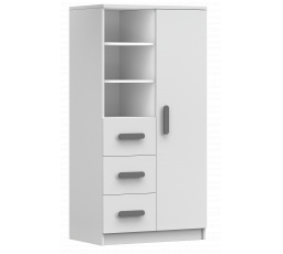 Regál 80 3S1D SMYK I - 05, Bílá Mat/Šedá
