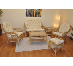 Ratanová sedací souprava Florida medová - polstry béžový melír