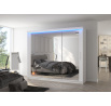 Posuvná skříň se zrcadlem a LED osvětlením CHESTER 250 Bílá+Bílá