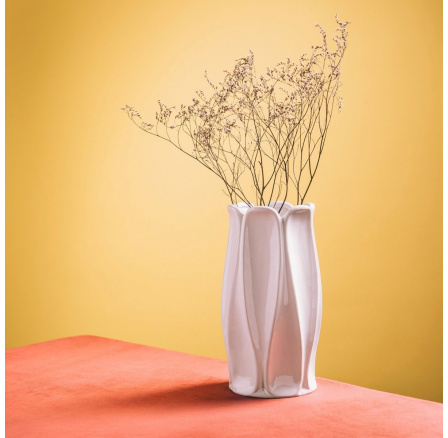 Váza NOVO bílá s geometrickým vzorem 11.2x24.50 cm 727771