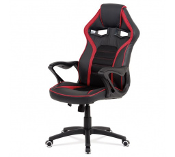 Herní židle, houpací mechanismus, černá ekokůže, KA-G406 RED