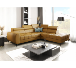 Rohová sedací souprava PORTO přírodní kůže 225x255 cm - pravá, Kůže hořčicová matná