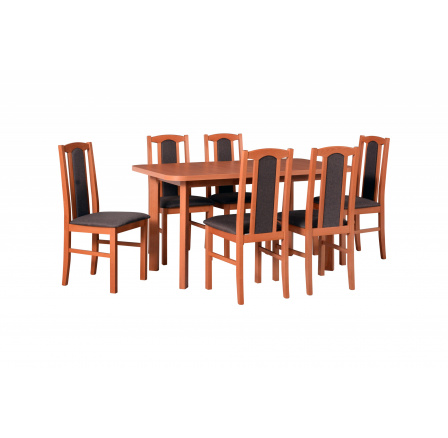 MILENIUM 3 - jídelní set stůl+6 židlí (Wenus 2P+ Bos 7) olše/látka č.7 tmavě hnědá - kolekce "DRE" (DM) (K150)