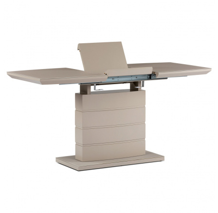 Jídelní stůl 110+40x70 cm, sklo 4 mm cappuccino, MDF, cappuccino mat