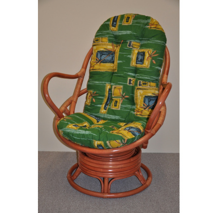 Ratanové houpací křeslo Swivel Helsinky koňak polstr zelený Ratanové houpací křeslo Swivel Helsinky koňak polstr zelený