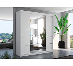 Posuvná skříň se zrcadlem DALMATIA 200 Bílá+Bílá