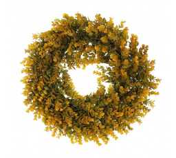 Věnec umělý - pr. 40 cm, eukalyptus, oranžovo-zelený