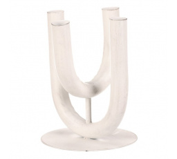 Svícen kovový - čtyřramenný, na kónické svíčky, bílý