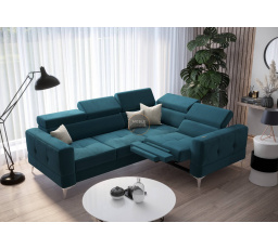 Rohová sedací souprava TOSCANIA , relax s funkcí spaní 185x250 - modrá, pravá