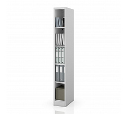 Úzký kovový regál, archivační na dokumenty šedý: TIM 250 x 1850 x 400 mm