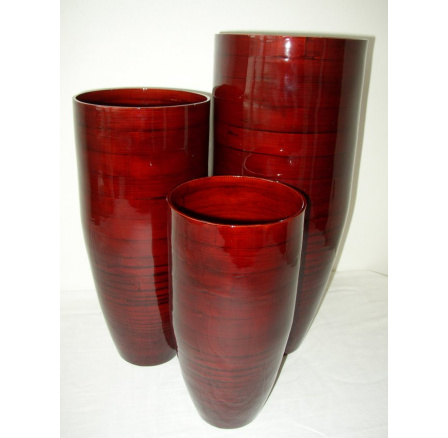 Bambusová váza klasik červená L