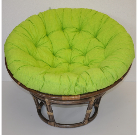 Ratanový papasan 100 cm hnědý polstr světle zelený melír