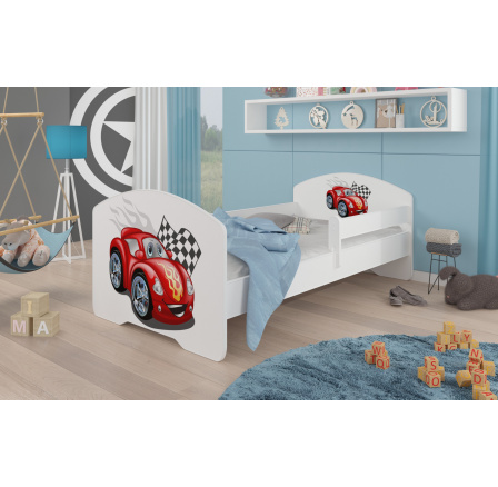 Postel s matrací a zábranou PEPE CAR ZIGZAG 140x70 Bílá