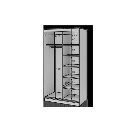 Prescco II s zrcadlem Czarny 220x60