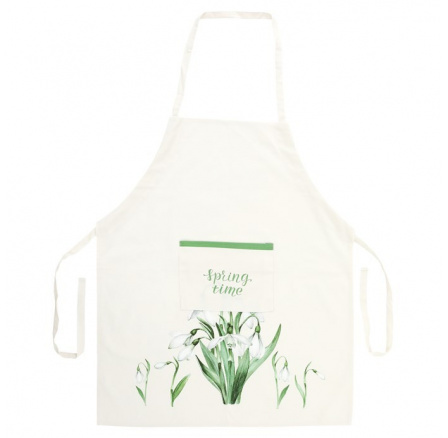 Zástěra - se sněženkami, 100% bavlna, 70 x 85 cm