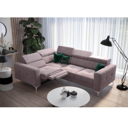 Rohová sedací souprava TOSCANIA , relax s funkcí spaní 185x250 - fialová , levá