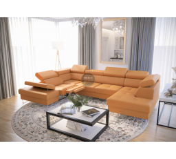 Rohová sedací souprava GALAXY MAX II , relax s funkcí spaní 215x350x170 přírodní kůže - levá, přírodní kůže - volitelná barva