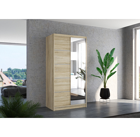 Posuvná skříň se zrcadlem ORLANDO 100 Sonoma+Sonoma