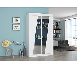 Šatní skříň s posuvnými dveřmi a zrcadlem TEXAS 120 Bílá+Bílá