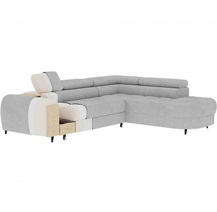 Vesteria right-hand corner sofa with sleeping function and storage compartment, beige velvet Manhattan 18 120x200 1 Vesteria right-hand corner sofa with sleeping function and storage compartment, beige velvet Manhattan 18 120x200 1