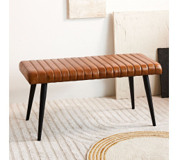 Lavice BRIZO v čalounění z buvolí kůže hnědá 90x37x45 cm 863450