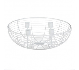 Svícen kovový - adventní, konstrukce ve tvaru mísy, bílý