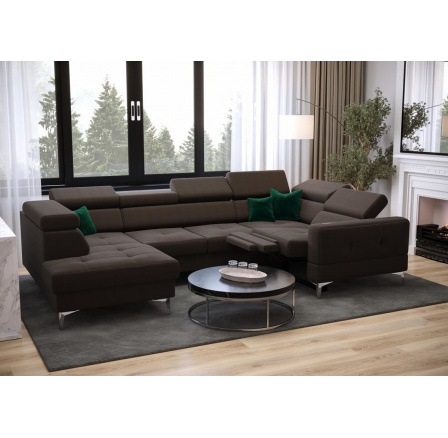Rohová sedací souprava TOSCANIA MAX I , relax s funkcí spaní 170x350x185 cm - hnědá , pravá Rohová sedací souprava TOSCANIA MAX I , relax s funkcí spaní 170x350x185 cm - hnědá , pravá