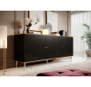 Komoda GLAMOUR 180, MAT černá/ Zlatá