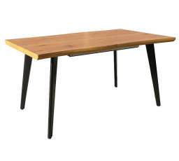Jídelní stůl FRESNO, Dub/Černý mat, 120(180)x80 cm