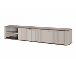 Závěsná TV skříňka Vesper 3D 187 cm - kašmír / ořech / zlaté úchyty