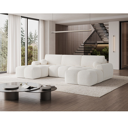 Vianetto corner sofa with sleeping function and storage compartment, white chenille, universal Kendell 01 275x130 Symmetrical 1