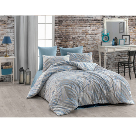 Povlečení bavlna 140x200, 70x90cm Atika blue nitěný knoflík