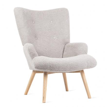 Křeslo MOSS TEDDY BOUCLE světle šedé 70x95 cm