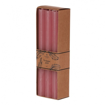 Svíčka kónická - parafín, růžová, cena za krabičku (6 ks)