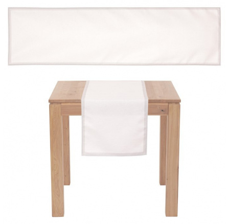 Běhoun vánoční - stříbrné okraje, bílý, 100% polyester, 40 x 150 cm
